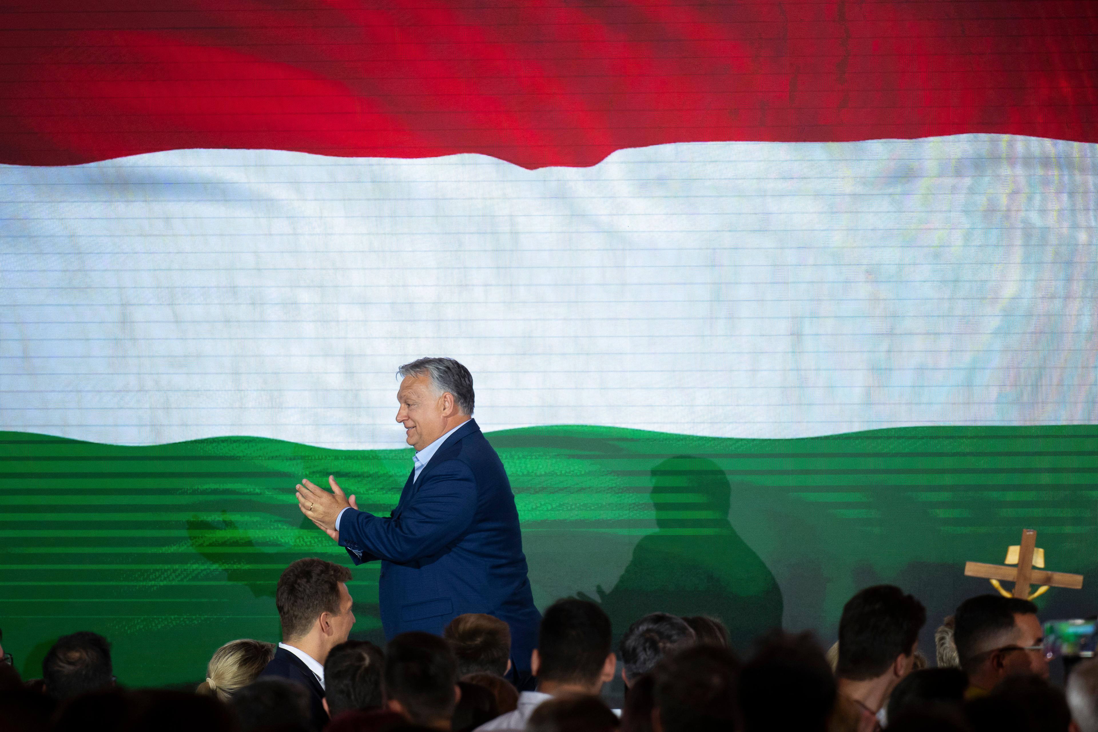 Ungerns premiärminister Viktor Orbán på ett möte i Budaepst efter EU-valet. Arkivfoto. Foto: Denes Erdos/AP/TT