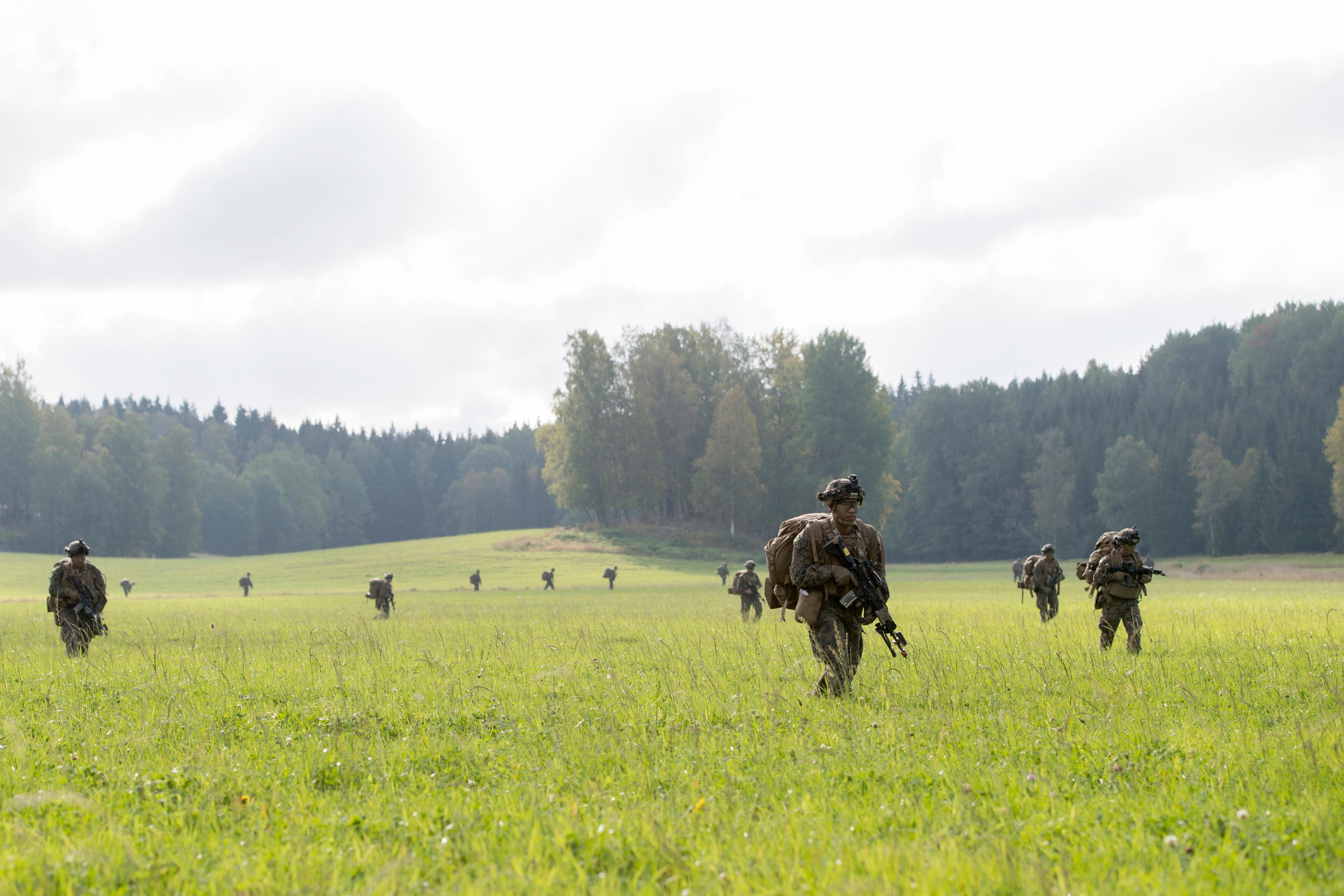 Amerikanska soldater efter en luftlandsättning vid en tidigare övning i Sverige. Arkivbild. Foto: Henrik Montgomery/TT