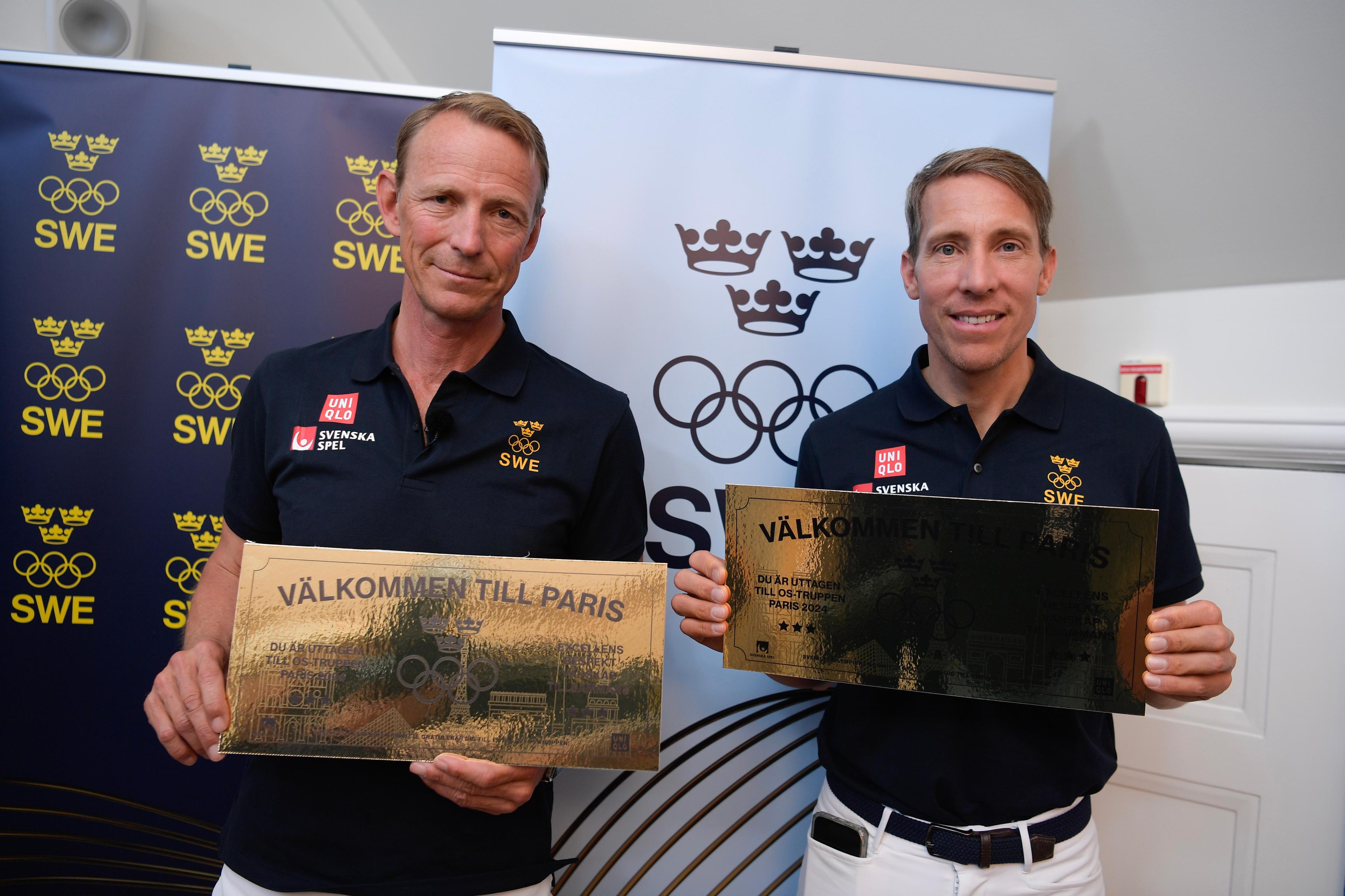 Peder Fredricson och Henrik von Eckermann hoppar i OS i Paris om drygt en månad. Foto: Oscar Olsson/TT