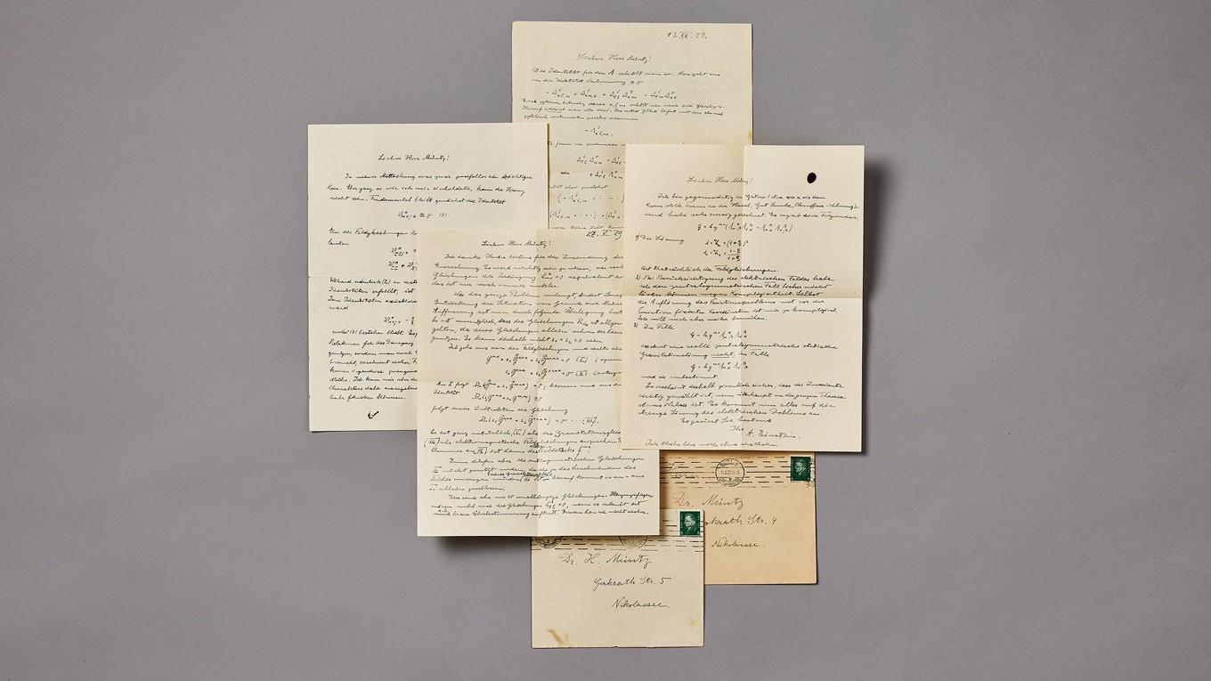 Albert Einsteins brev författades i slutet av 1920-talet till kollegan Herman Müntz och kommer från en privat svensk samling. Foto: Stockholms Auktionsverk