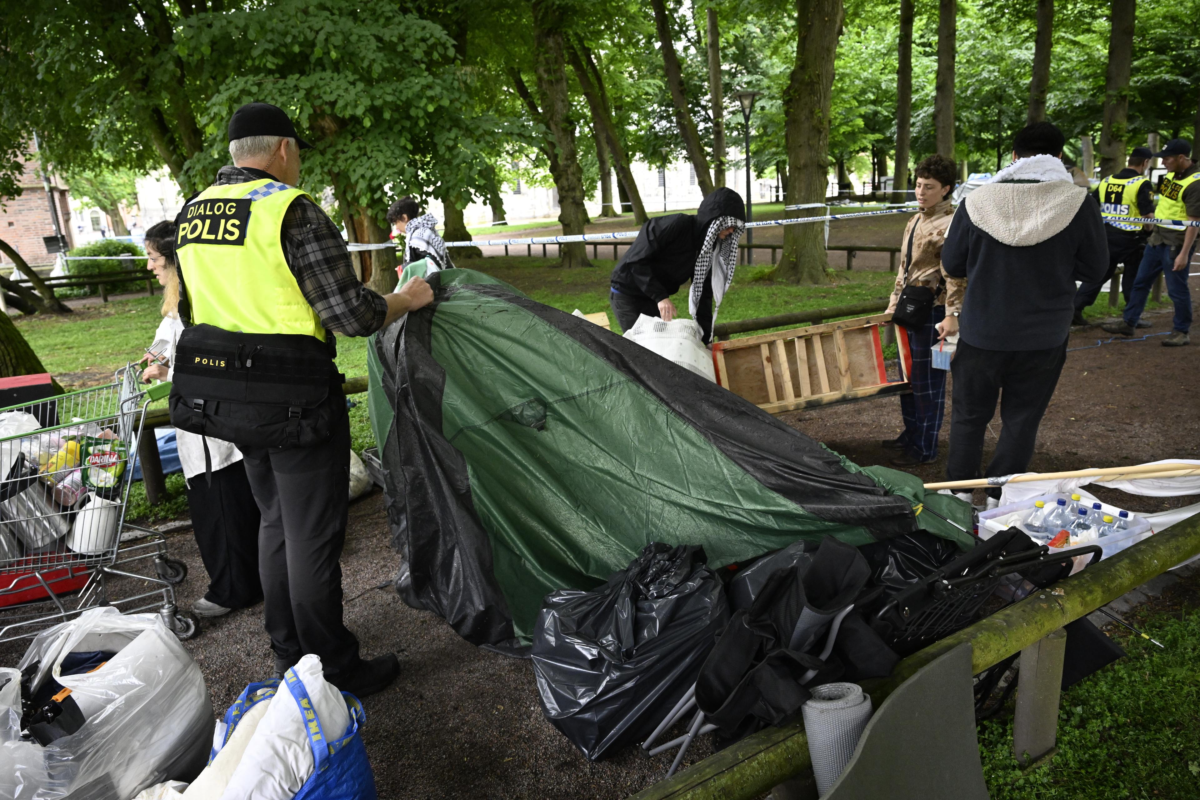 Tältlägret i Lund tömdes i slutet av maj efter runt två veckors manifestation. Arkivbild. Foto: Johan Nilsson/TT