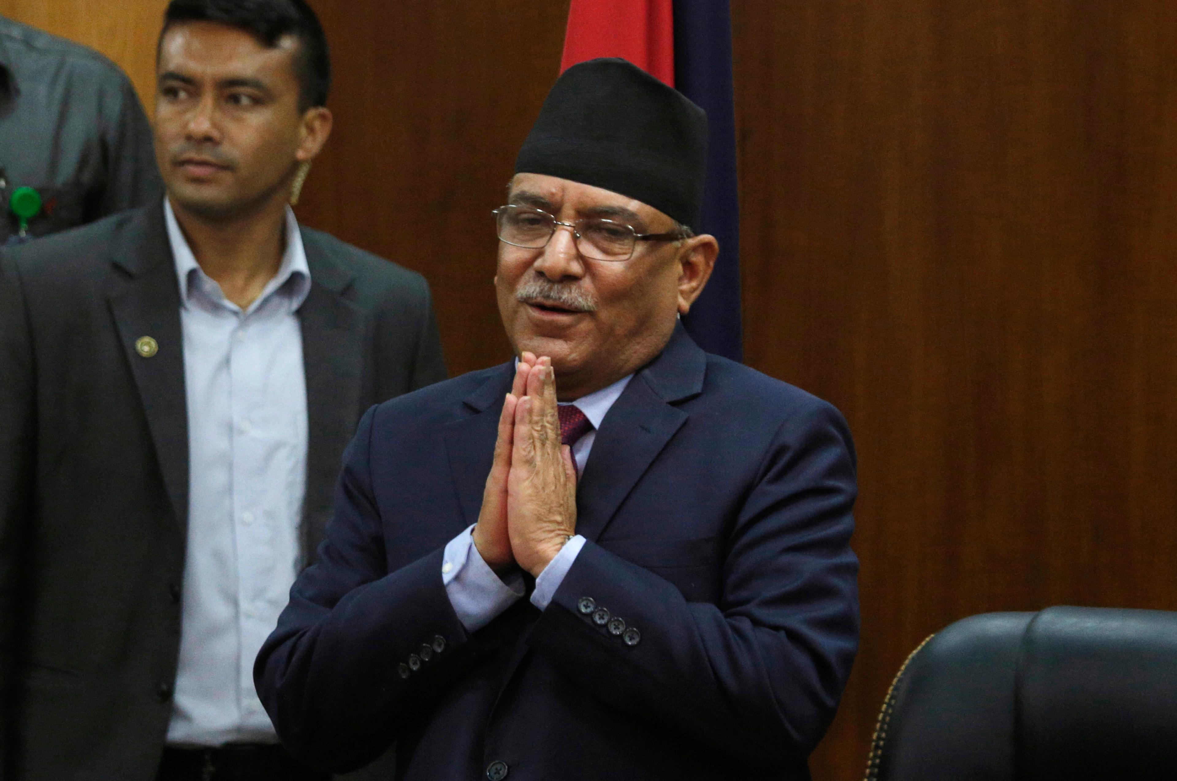 Pushpa Kamal Dahal, numera före detta premiärminister i Nepal. Arkivbild. Foto: Niranjan Shrestha/AP/TT