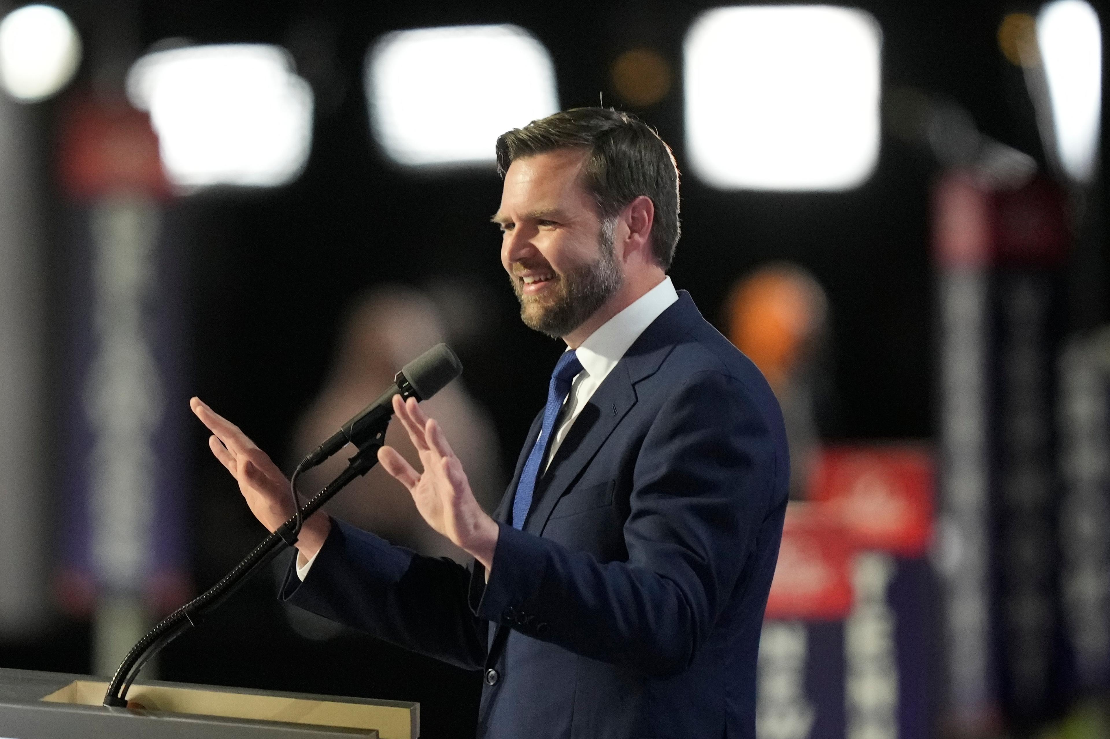 Republikanernas kandidat till vicepresidentposten, senatorn J|D Vance. Foto: Charles Rex Arbogast/AP/TT