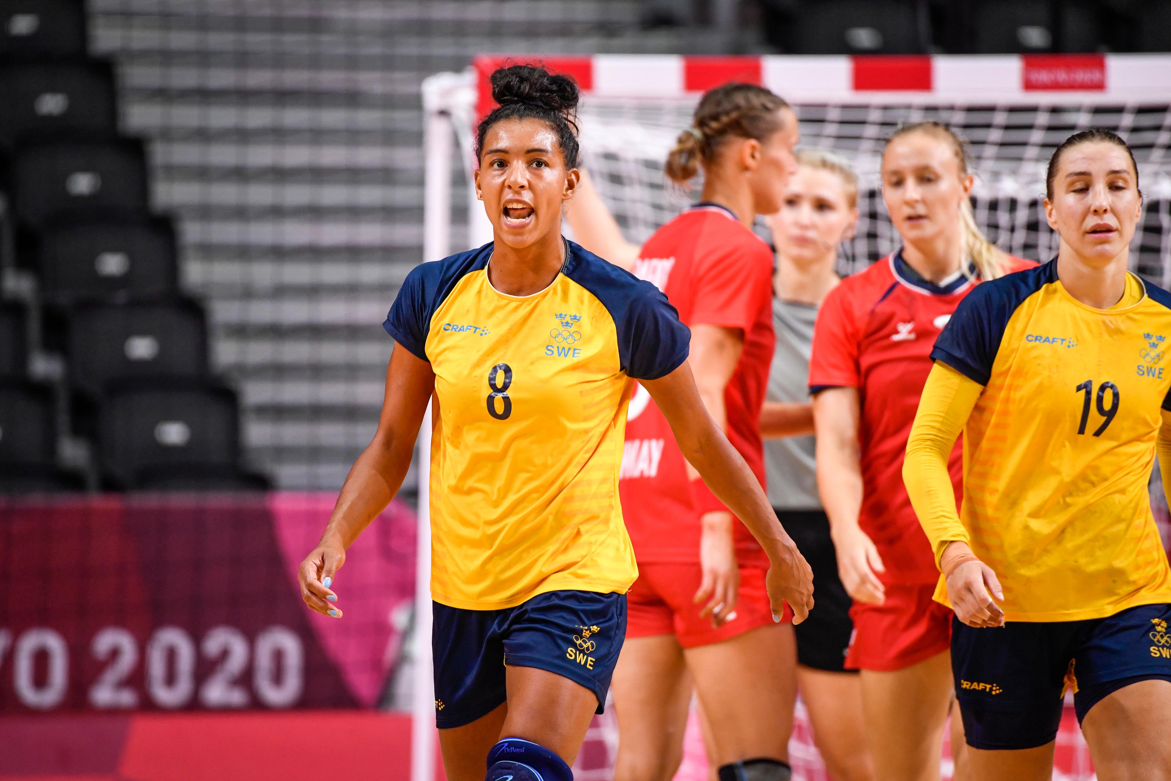 Senast Jamina Roberts Sverige mötte Norge i OS blev det storförlust med 19–36 i bronsmatchen i Tokyo. Arkivbild. Foto: Henrik Montgomery/TT