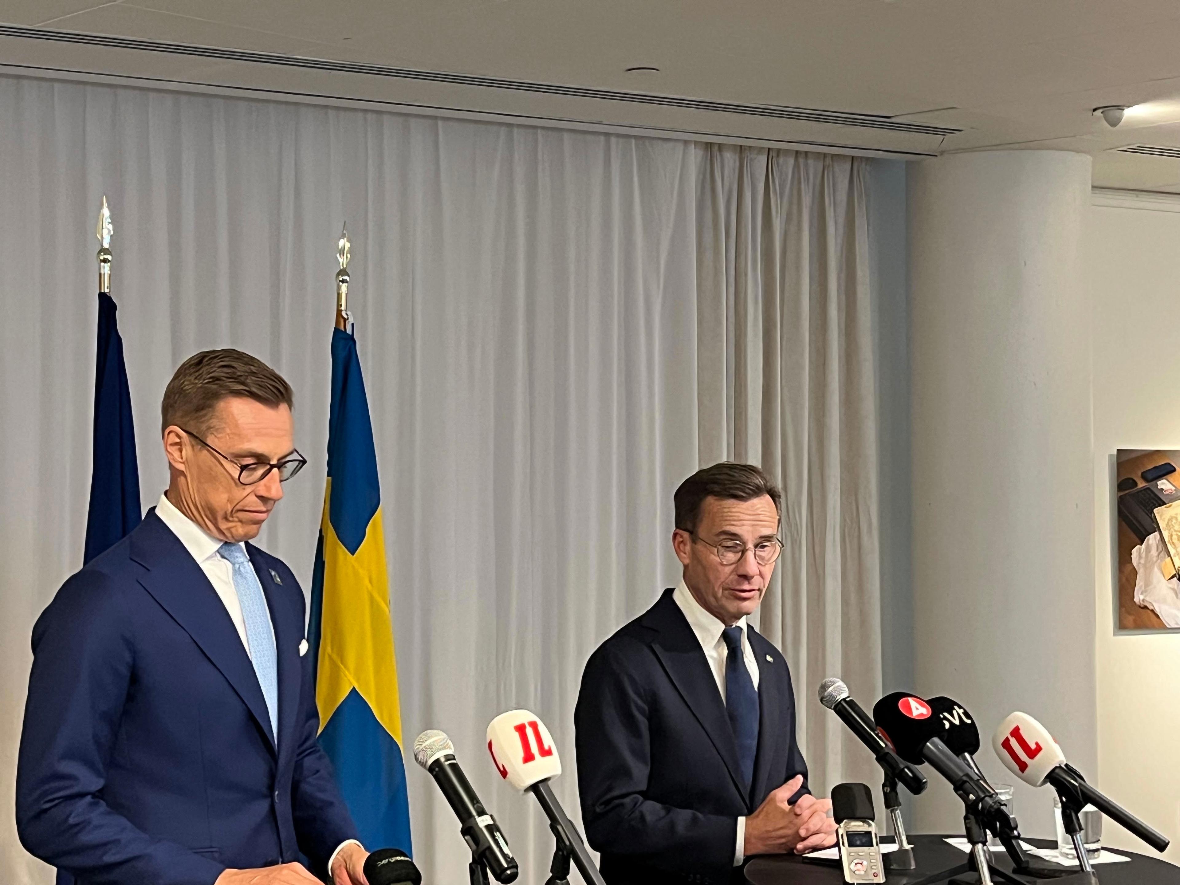 Finlands president Alexander Stubb och statsminister Ulf Kristersson (M). Arkivbild. Foto: Tobias Österberg/TT