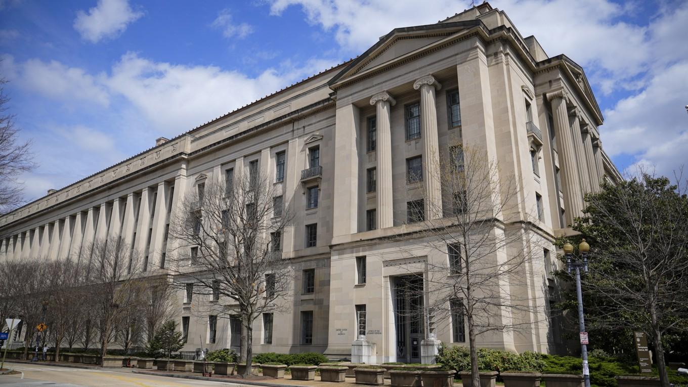 Det amerikanska justitiedepartementets byggnad i Washington DC den 28 mars 2023. Foto: Madalina Vasiliu