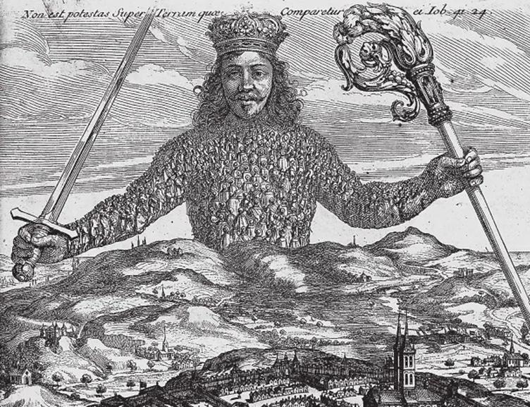 Från framsidan på Thomas Hobbes ”Leviathan” där han talar om allas krig mot alla. Men är det verkligen ett mellanmänskligt naturtillstånd?
Foto: Public Domain