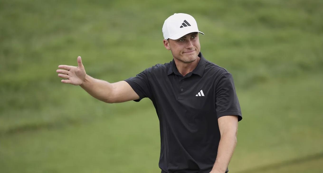 Skånske Ludvig Åberg har chansen att kröna sitt första magiska proffsår som golfare med en majorseger i British Open och ett OS-guld i Paris. Foto: James Gilbert/Getty Images