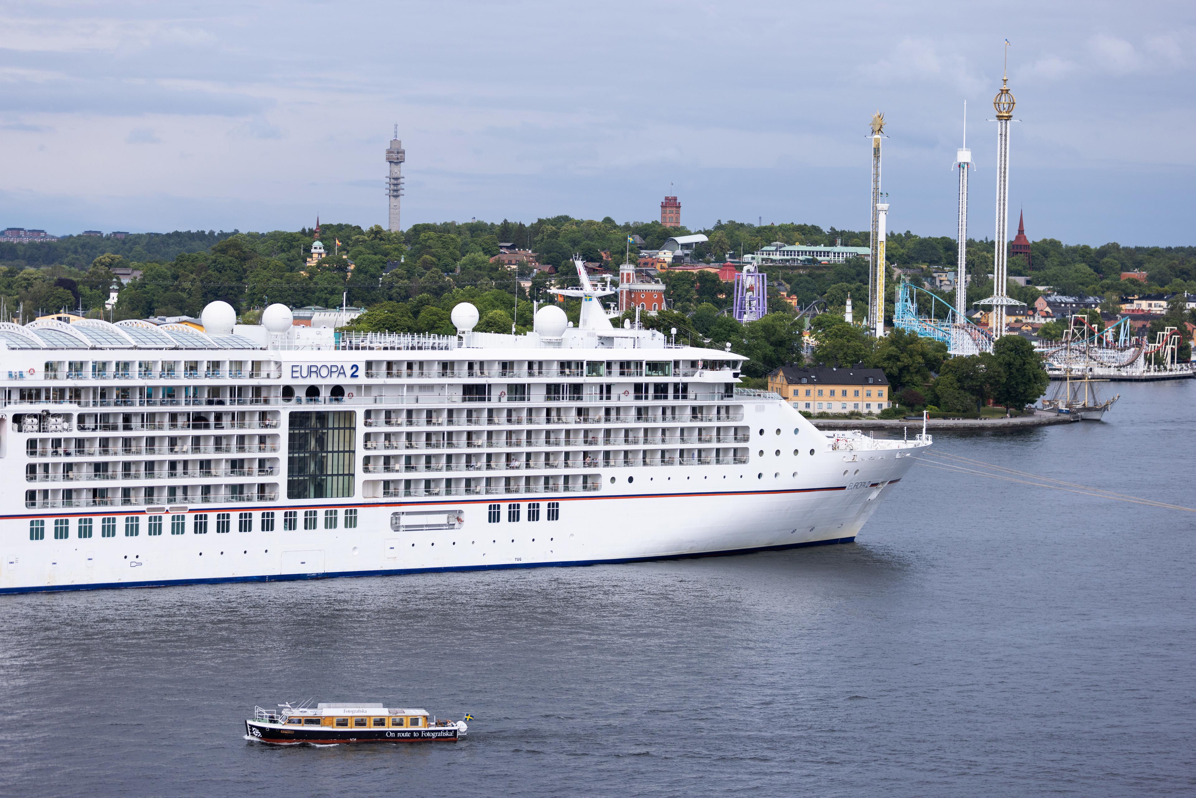 Kryssningsfartyget Europa 2 på besök i Stockholm i början av juli. Foto: Caisa Rasmussen/TT