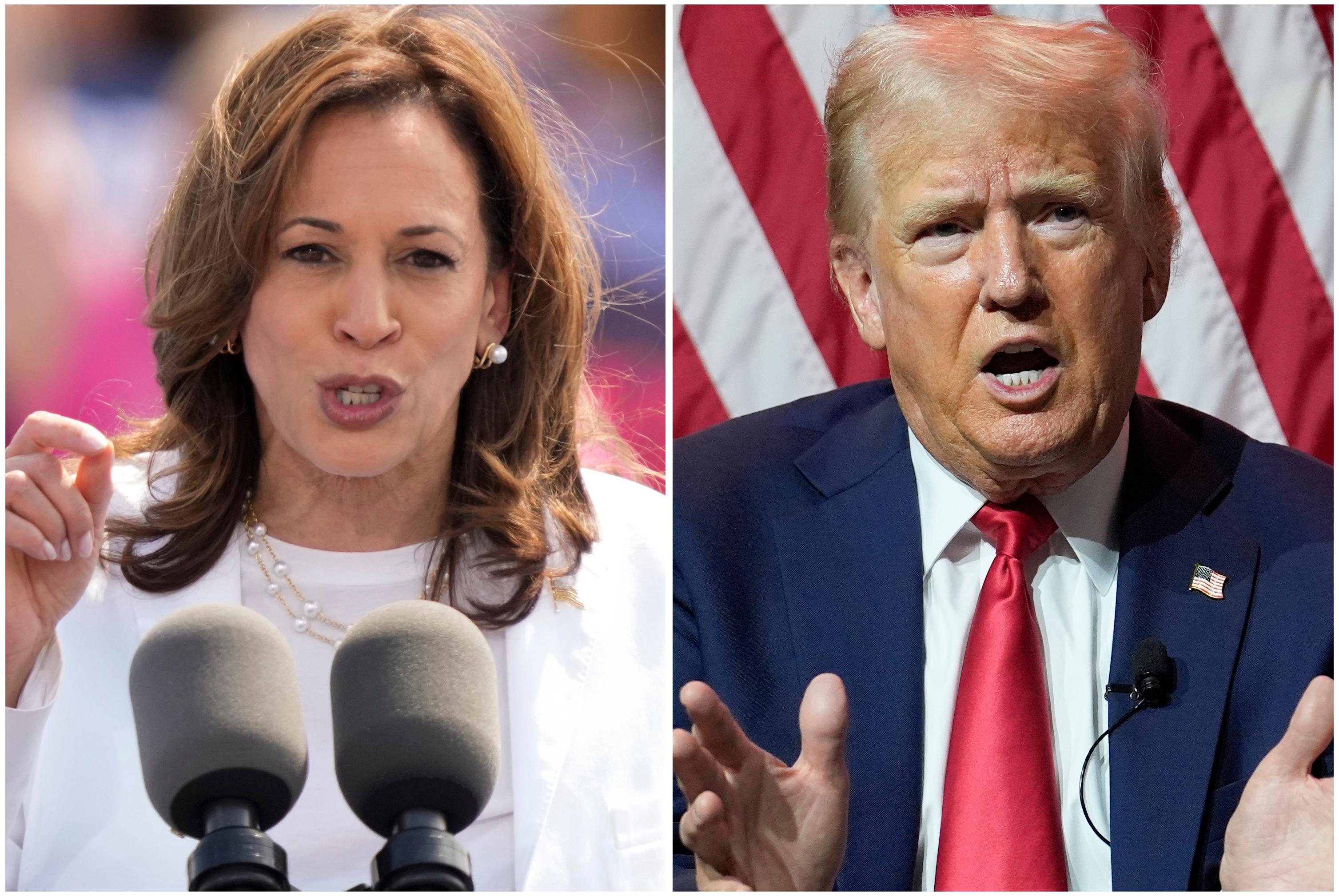 Kamala Harris och Donald Trump ska mötas i en tv-sänd debatt den 10 september. Arkivbild. Foto: Charles Rex Arbogast/AP/TT