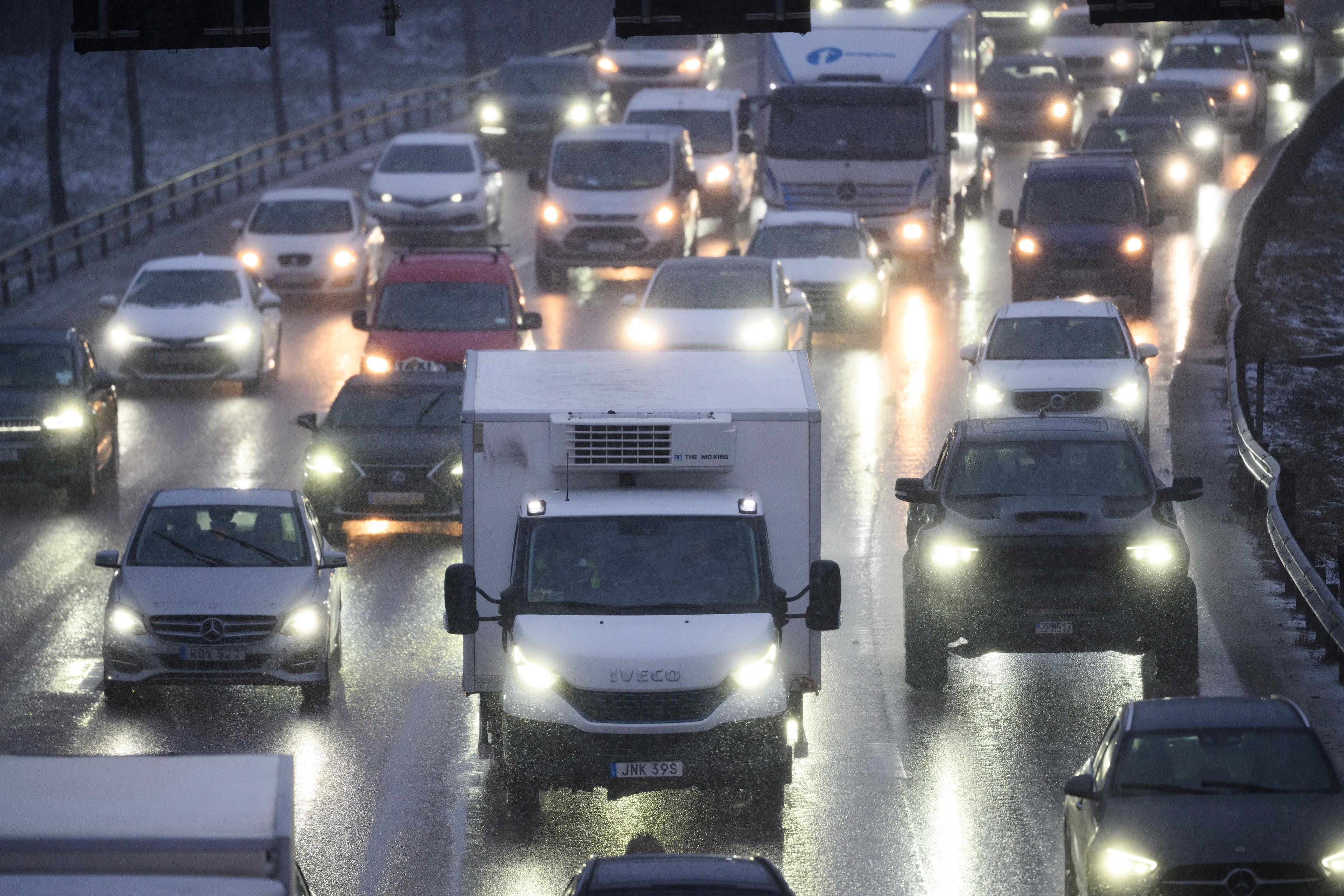 Trafik på E4:an i genom Stockholm. Arkivbild. Foto: Jessica Gow/TT