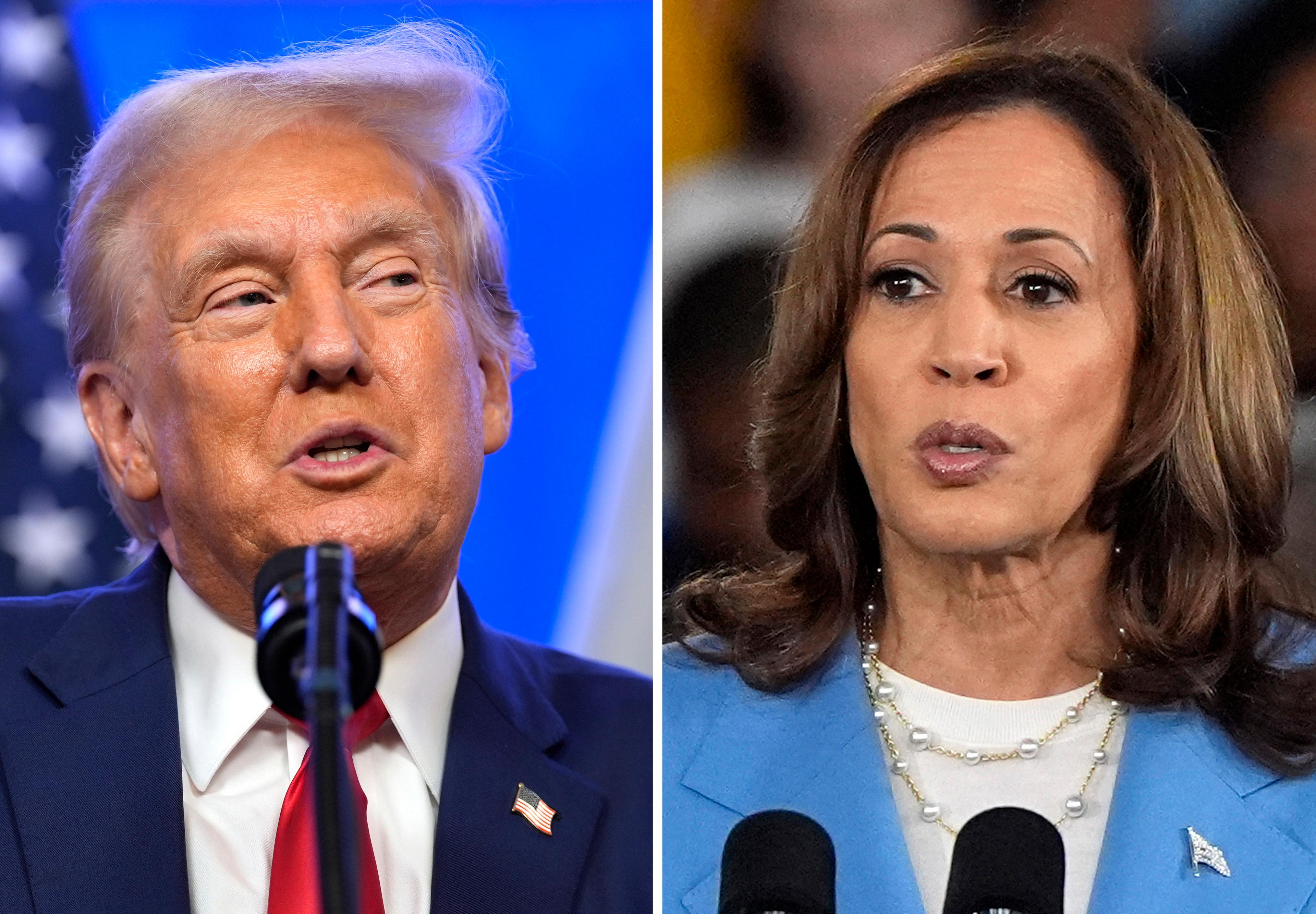 Donald Trump och Kamala Harris ska mötas i en tv-sänd debatt den 10 september. Arkivbild. Foto: AP/TT