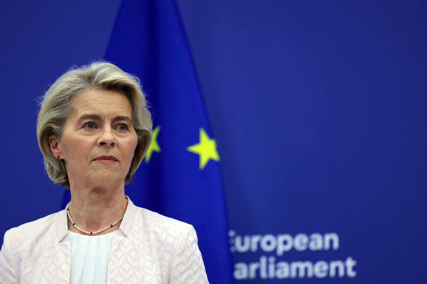 EU-kommissionens ordförande Ursula von der Leyen i Strasbourg den 18 juli. Stödet till Ukraina har en framträdande plats i kommissionens kommunikation. Foto: Johannes Simon/Getty Images