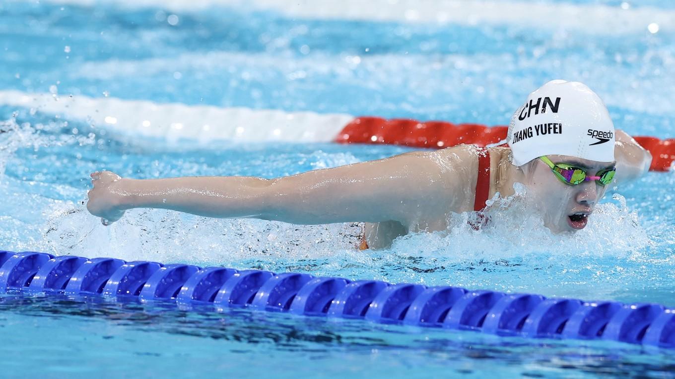 Kinesiskan och dubbla guldmedaljören i fjäril i Tokyo, Zhang Yufei, fick i sig hjärtmedicin via maten, påstås det. Nu har hon tävlat i Paris-OS. Foto: Maddie Meyer/Getty Images