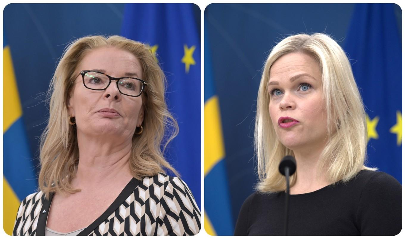 Skolminister Lotta Edholm (L) och jämställdhets- och biträdande arbetsmarknadsminister Paulina Brandberg (L). Foto: Roger Sahlström