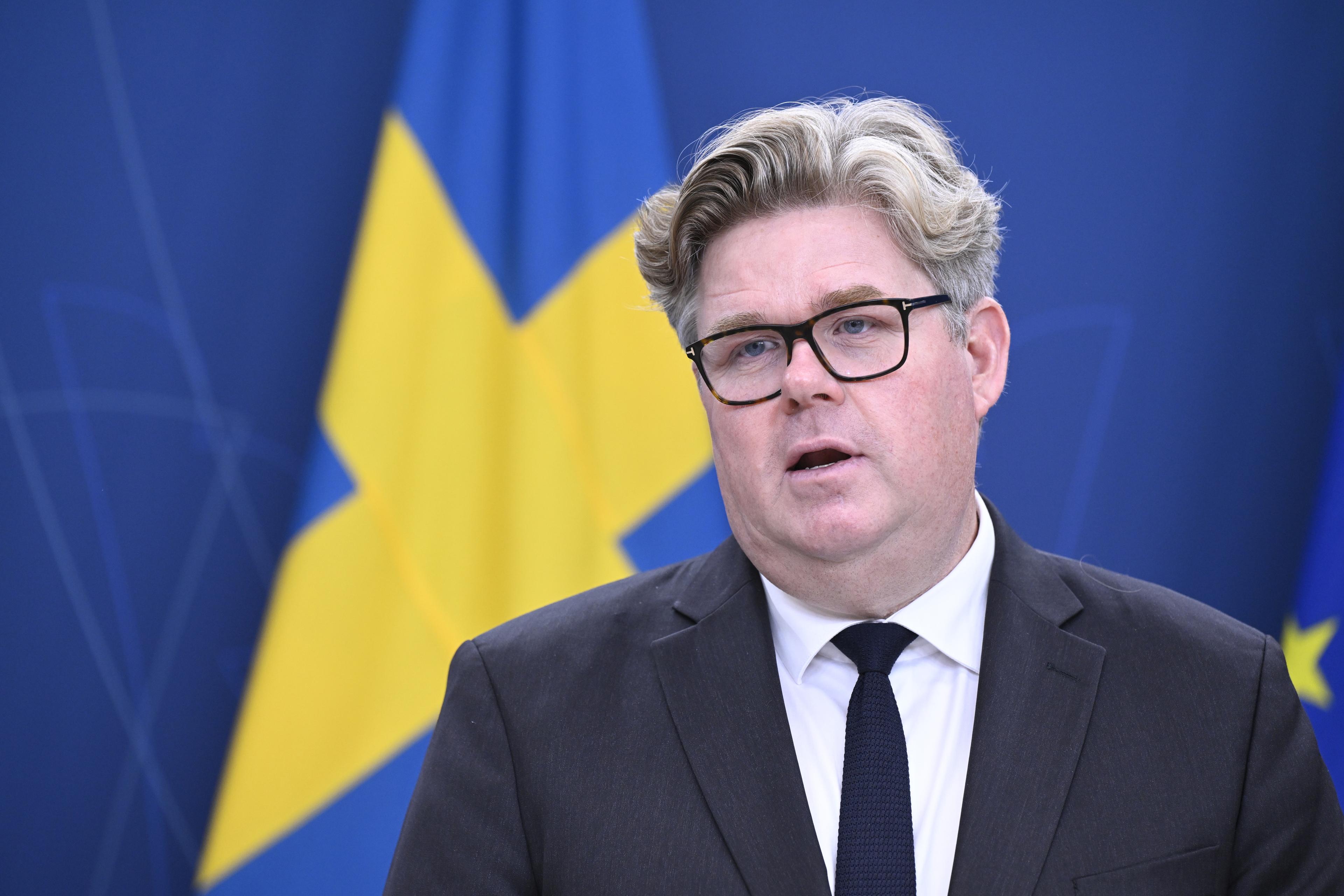 Justitieminister Gunnar Strömmer (M) lägger med de övriga Tidöpartierna fram ett förslag om anonyma vittnen. Arkivbild. Foto: Jessica Gow/TT