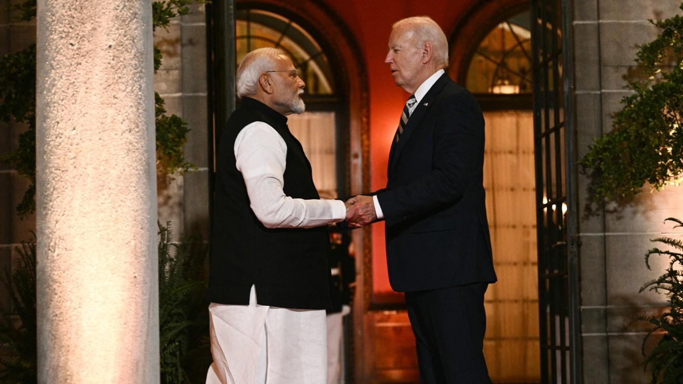 USA:s president Joe Biden och Indiens premiärminister Narendra Modi i Delaware, den 21 september.
Foto: Brendan Smialowski/AFP via Getty Images