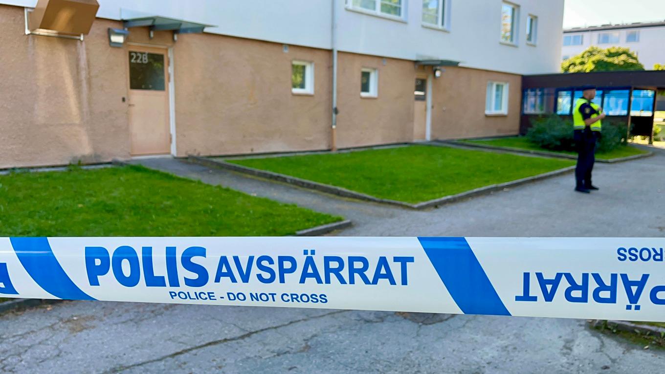 Polisen spärrade av ett område efter skjutningen i Lagersberg. Arkivbild. Foto: Sebastian Skog/TT