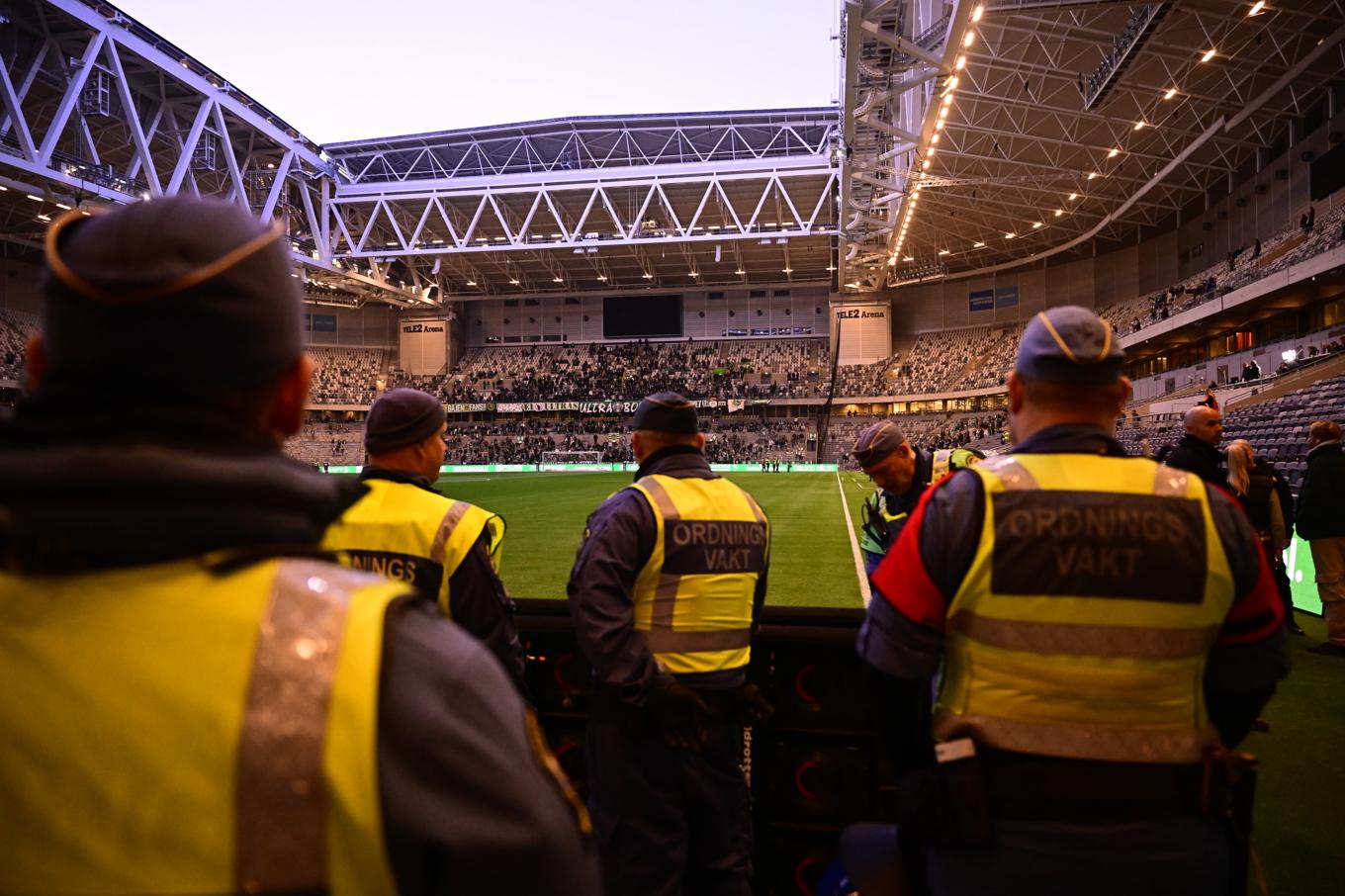 Bild från Tele2 arena under söndagskvällen. Foto: Magnus Lejhall/TT