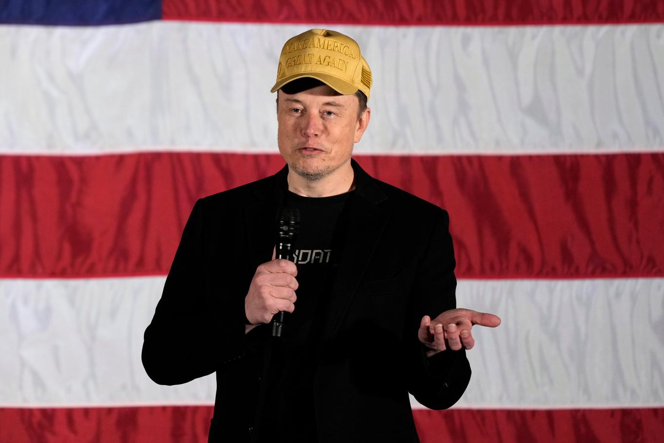 Elon Musk under ett kampanjmöte för Donald Trump. Arkivbild. Foto: Matt Rourke/AP/TT