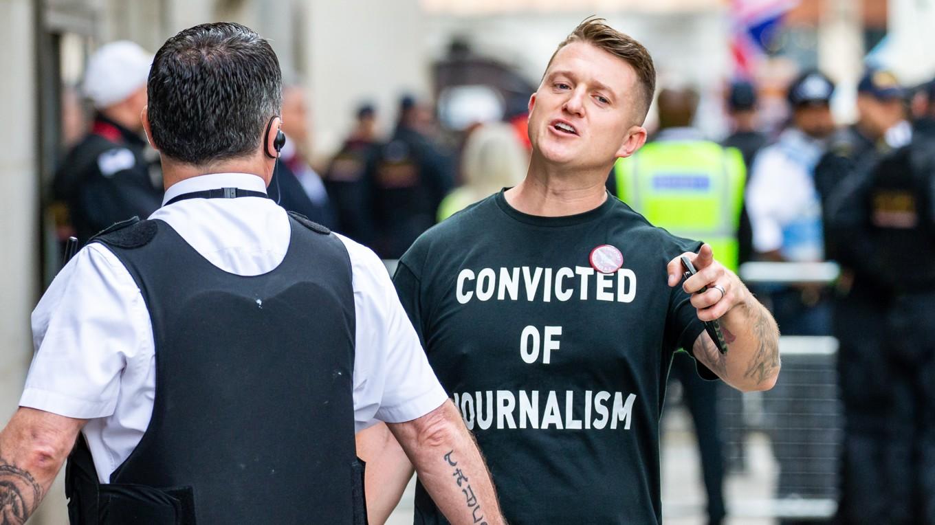 Tommy Robinson i London. Foto: Luke Dray/Getty Images