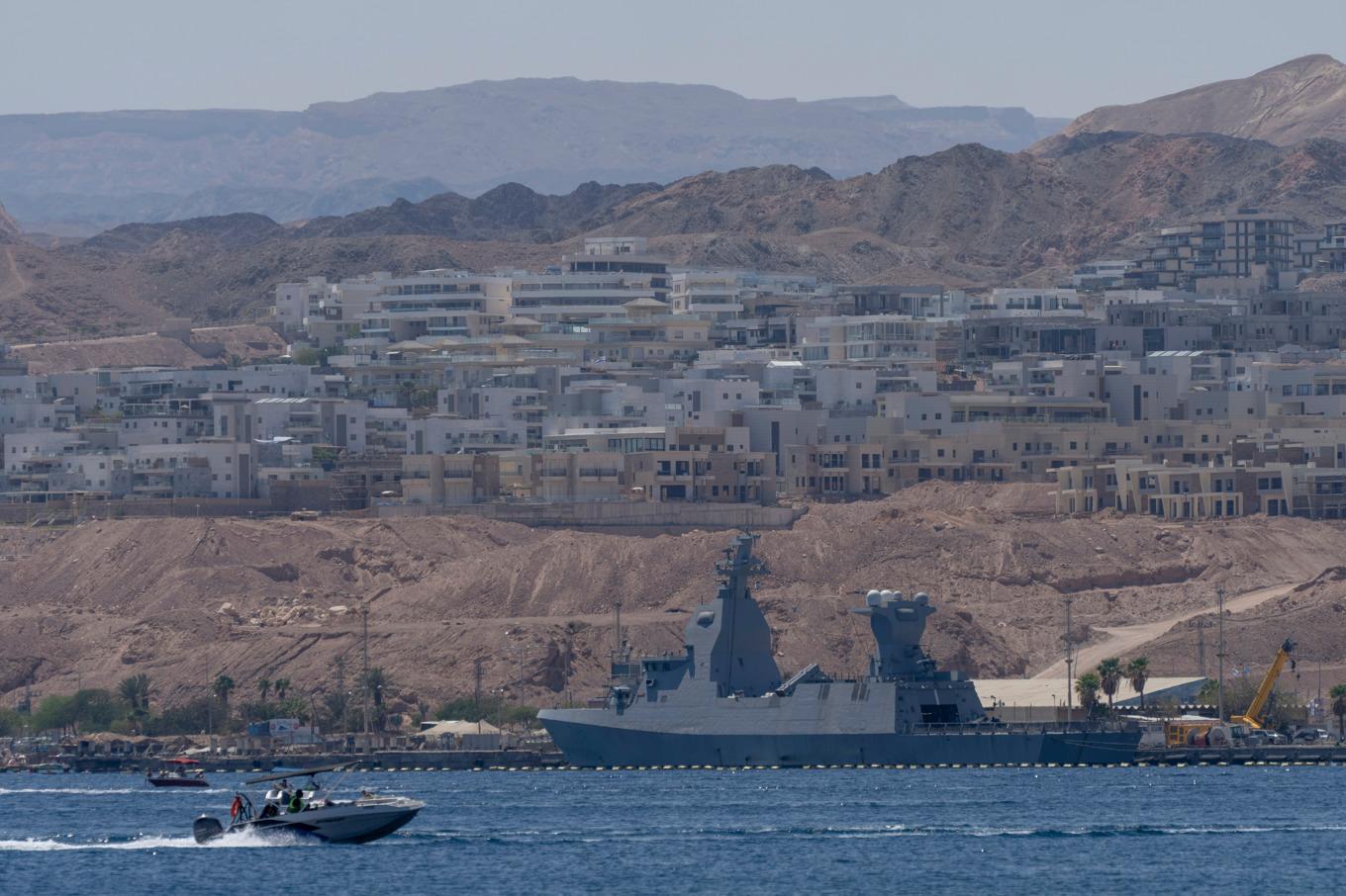 En israelisk korvett av typen Saar-6 i Eilat i april. Arkivbild. Foto: Ohad Zwigenberg/AP/TT