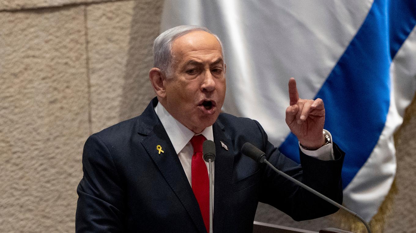 Israels premiärminister Benjamin Netanyahu i Israels parlament, knesset, i Jerusalem i veckan. Foto: Ohad Zwigenberg/AP/TT