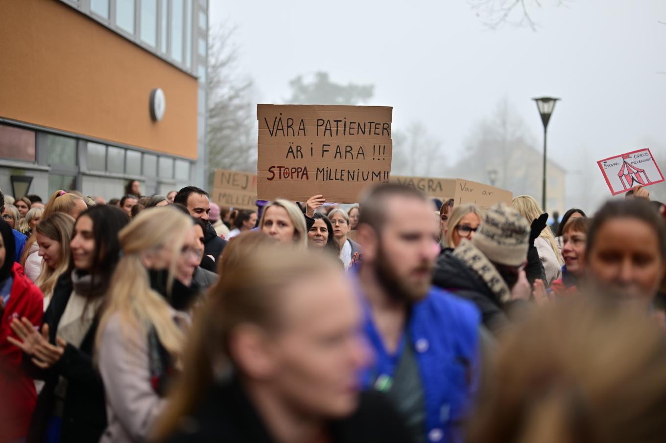 Införandet av det nya vårdsystemet Millennium föregicks av kraftiga protester från vårdanställda. Arkivbild. Foto: Björn Larsson Rosvall/TT