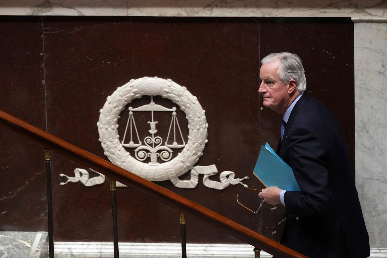 Frankrikes premiärminister Michel Barnier har lämnat in sin avskedsansökan till president Emmanuel Macron. Bilden är från onsdagen då Barniers regering fälldes av oppositionen. Foto: Michel Euler/AP/TT