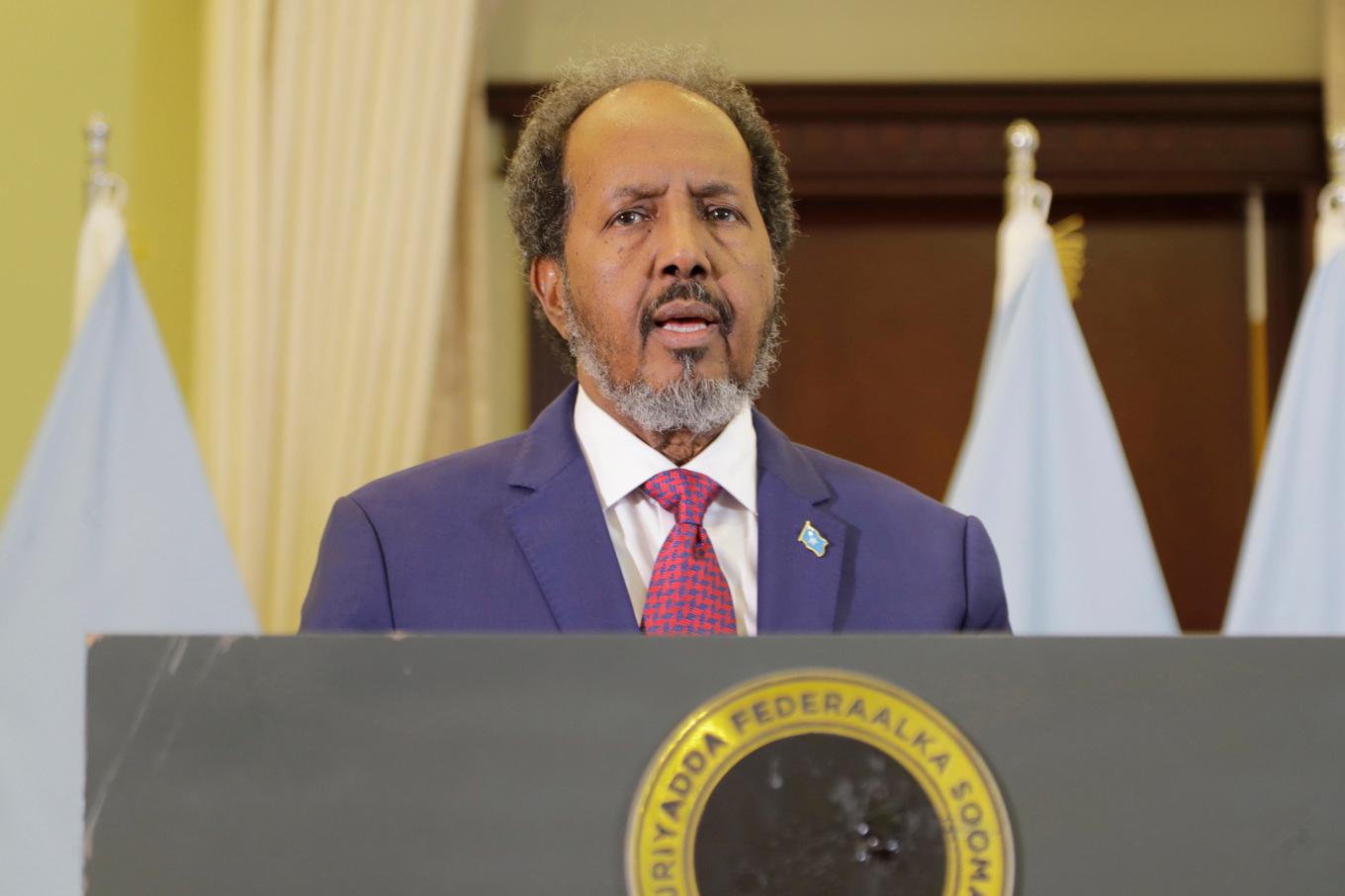 Somalias president Hassan Sheikh Mohamud har kommit överens med Etiopiens premiärminister Abiy Ahmedy om att gräva ner stridsyxan. Arkivbild. Foto: Farah Abdi Warsameh/AP/TT