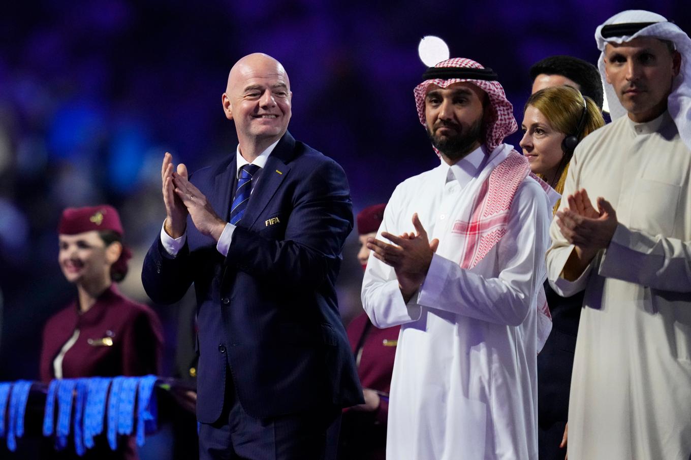 Fifas ordförande Gianni Infantino i Saudiarabien. Arkivbild. Foto: Manu Fernandez/AP/TT