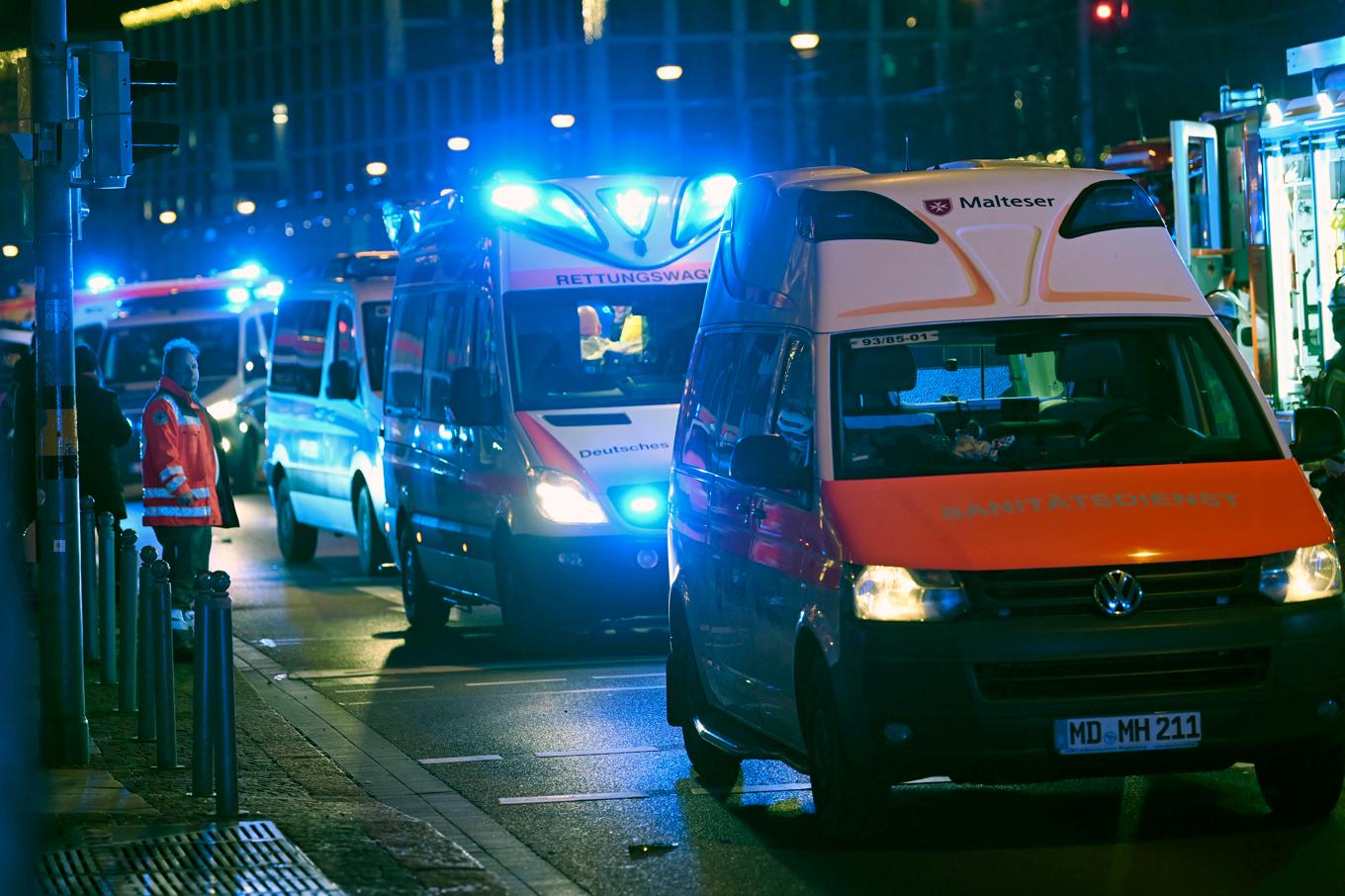 Räddningsinsatsen efter händelsen i Magdeburg. Foto: Heiko Rebsch/DPA/AP/TT