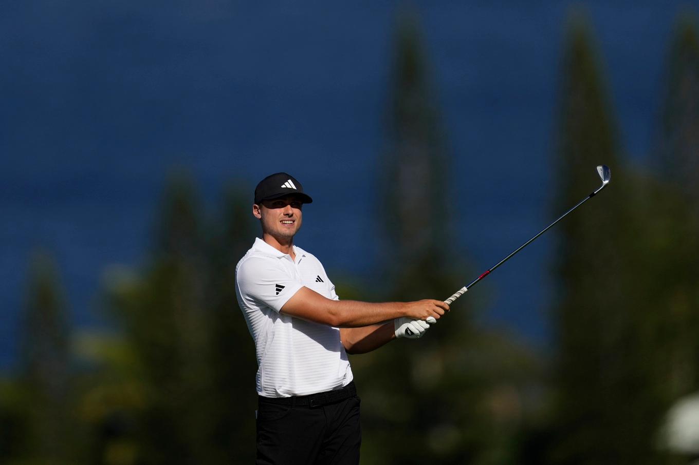 Ludvig Åberg under första rundan på Hawaii. Foto: Matt York/AP/TT