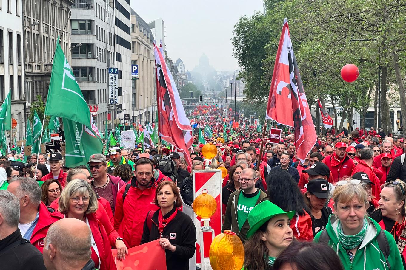 Demonstranter i Bryssel under en tidigare nationalstrejk 2023. Arkivbild. Foto: Sylvain Plazy/AP/TT