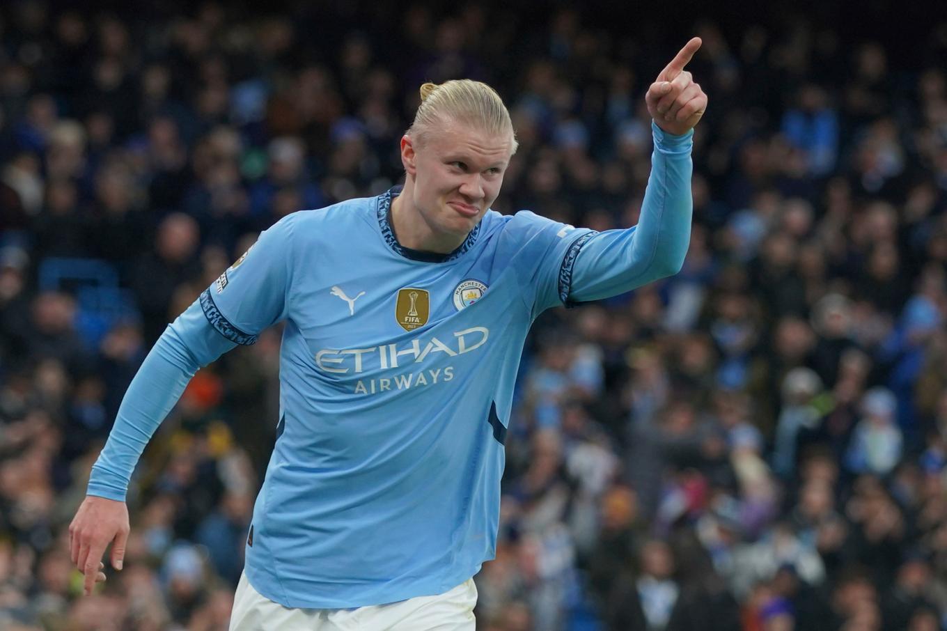 Erling Braut Haaland i Manchester Citys tröja. Arkivbild. Foto: Ian Hodgson/AP/TT