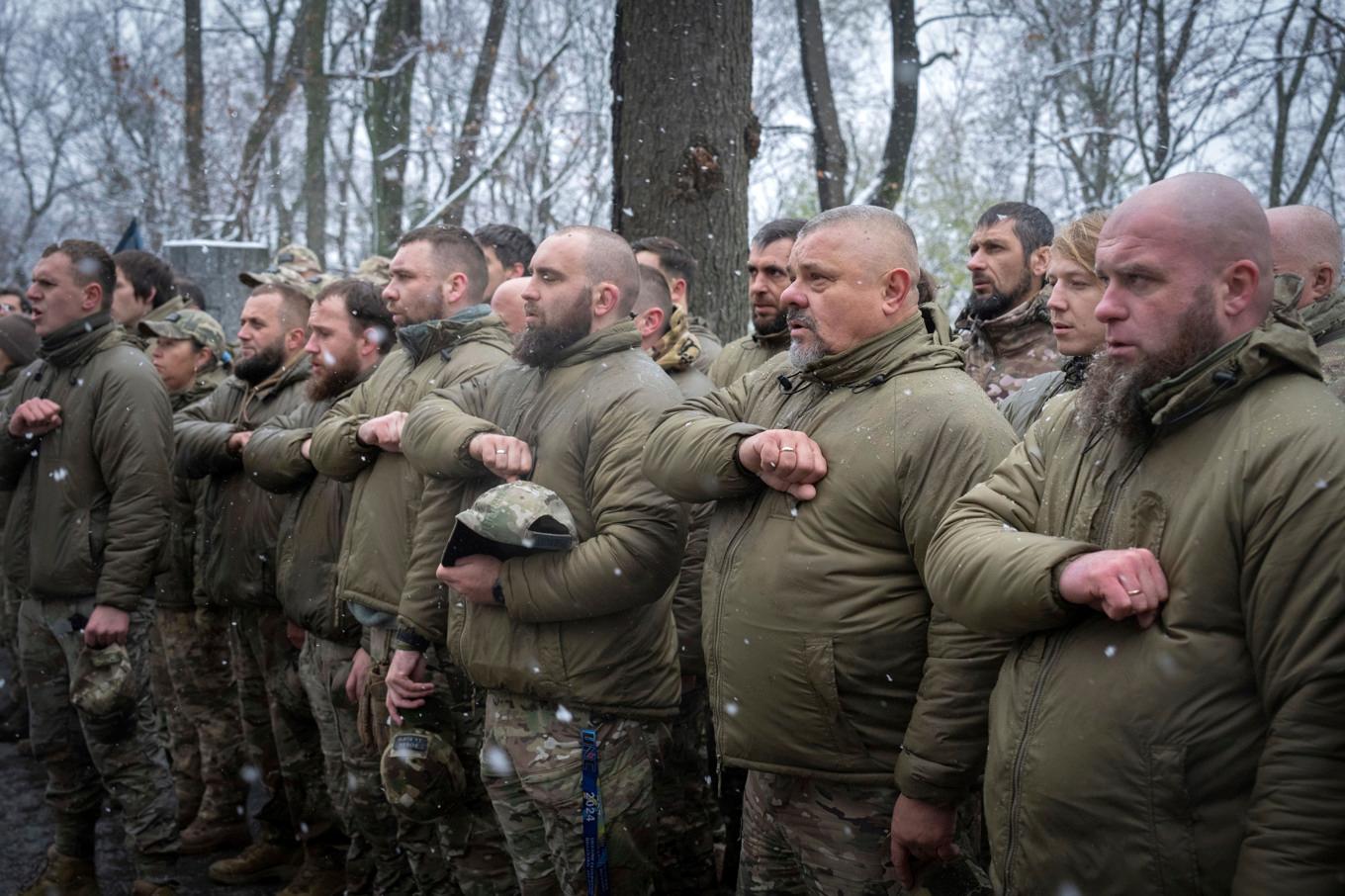 Ukraina soldater under en ceremoni i Kiev i november. Foto: Efrem Lukatsky/AP/TT