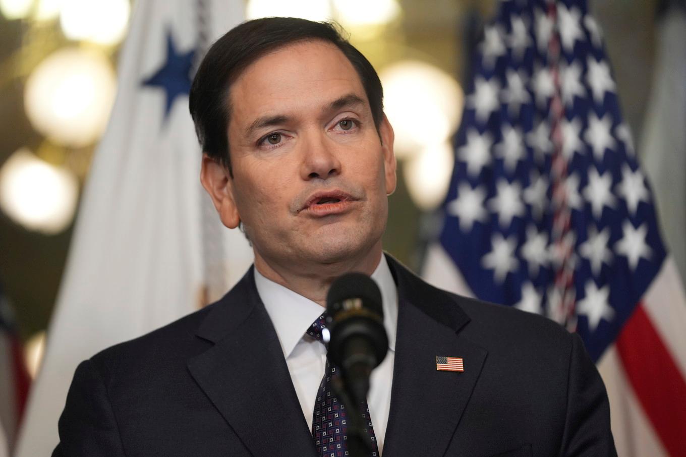 USA:s nya utrikesminister Marco Rubio, i samband med att han svors in den 21 januari. Foto: Evan Vucci/AP/TT