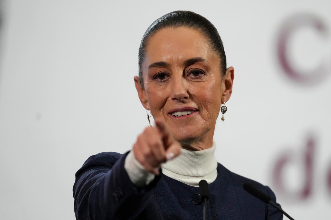 Mexikos president Claudia Sheinbaum på en presskonferens i Mexico City. Foto: Marco Ugarte/AP/TT