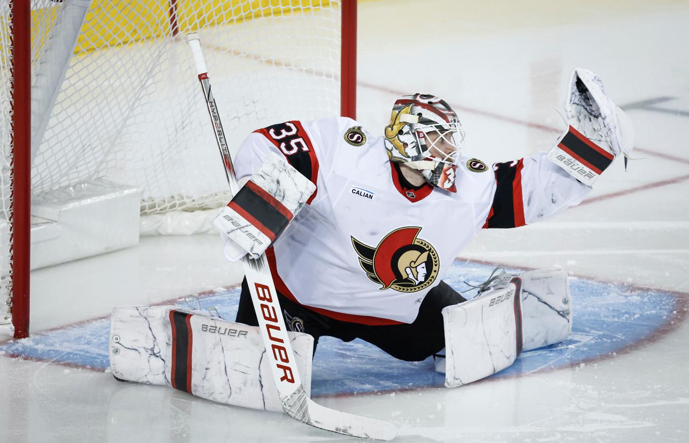 Linus Ullmark gjorde sin första NHL-match sedan 22 december. Arkivbild. Foto: Jeff McIntosh/AP/TT