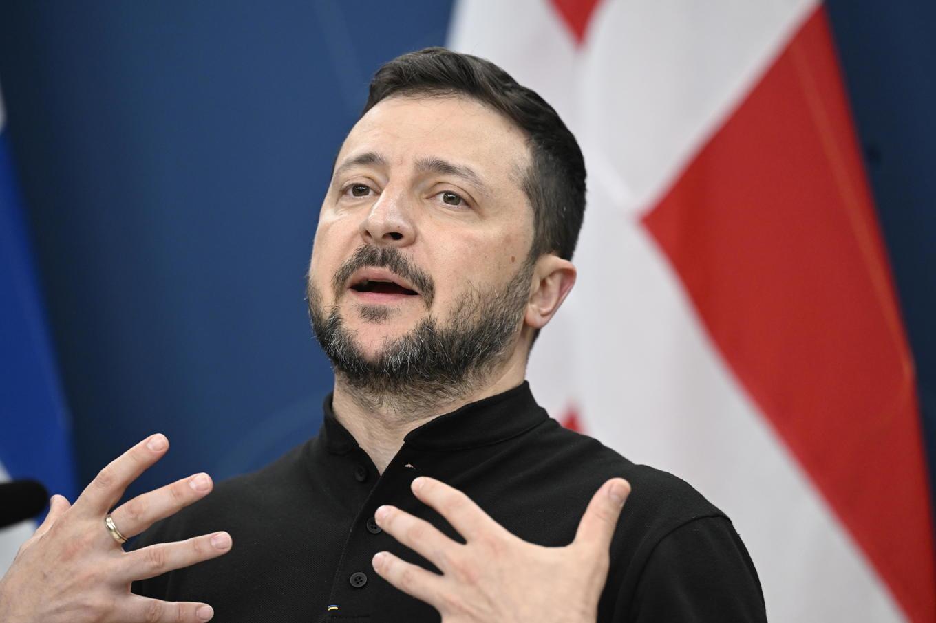 Ukrainas president Volodymyr Zelenskyj, fotograferad i Stockholm i fjol. Foto: Fredrik Sandberg/TT