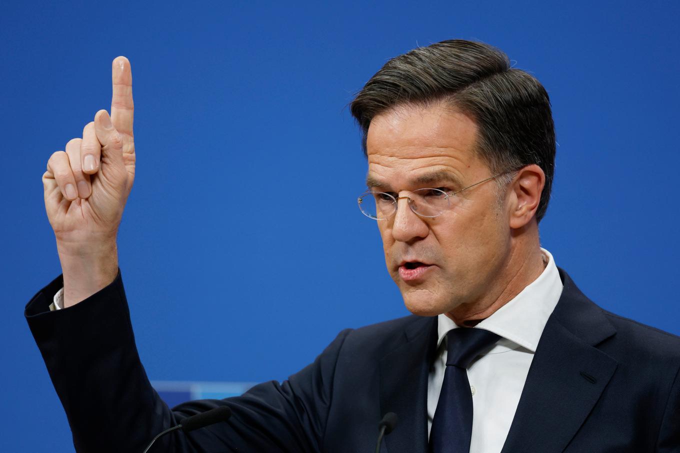 Natos generalsekreterare Mark Rutte håller presskonferens i Bryssel. Foto: Omar Havana/AP/TT