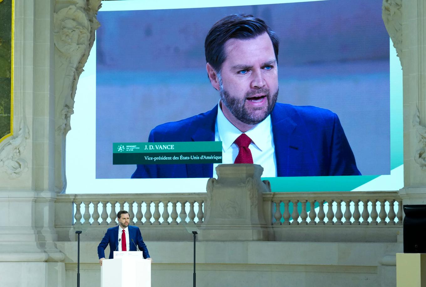 USA:s vicepresident JD Vance i Paris tidigare i veckan. Foto: Sean Kilpatrick/AP/TT