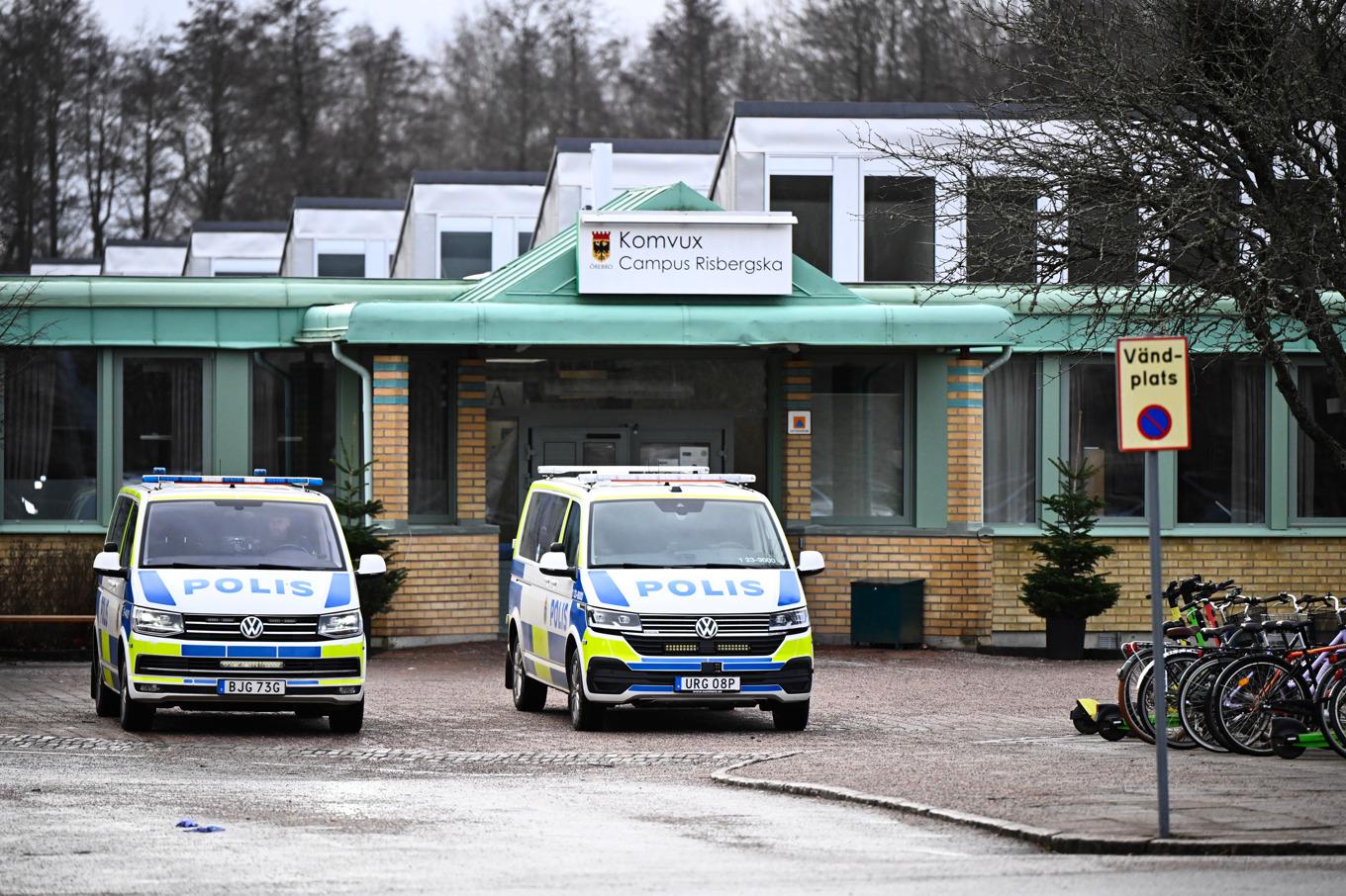 Campus Risbergska dagen efter skolskjutningen där tio personer mördades. Foto: Christine Olsson/TT