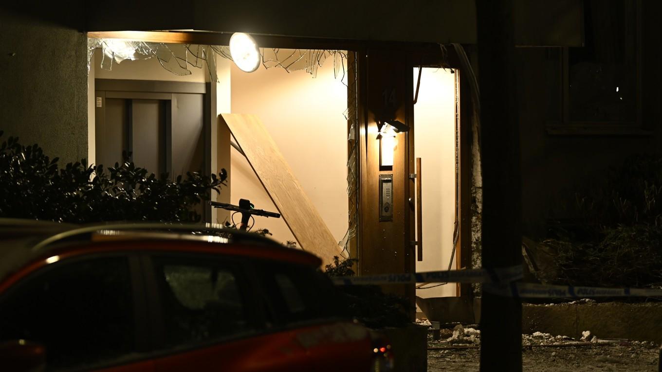 En man har gripits efter en explosion i Hammarby Sjöstad i Stockholm. Foto: Oscar Olsson/TT