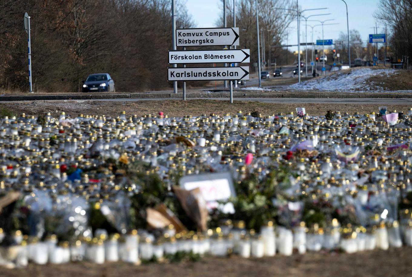 Minnesplatsen utanför Risbergska i Örebro på torsdagen förra veckan. Foto: Pontus Lundahl/TT