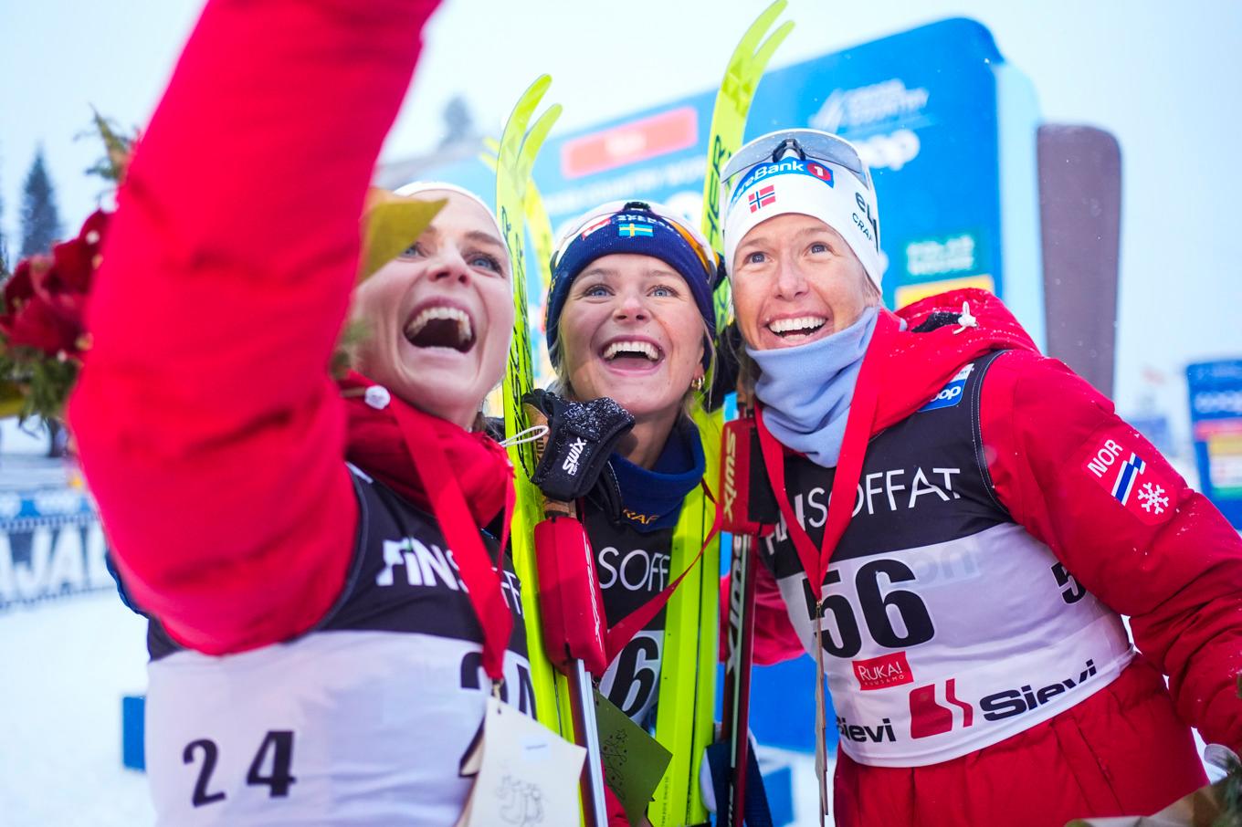 Therese Johaug, Frida Karlsson och Astid Øyre Slind är tre av åkarna som lär fajtas om medaljerna på distansloppen under VM i Trondheim. Foto: Terje Pedersen/NTB/TT