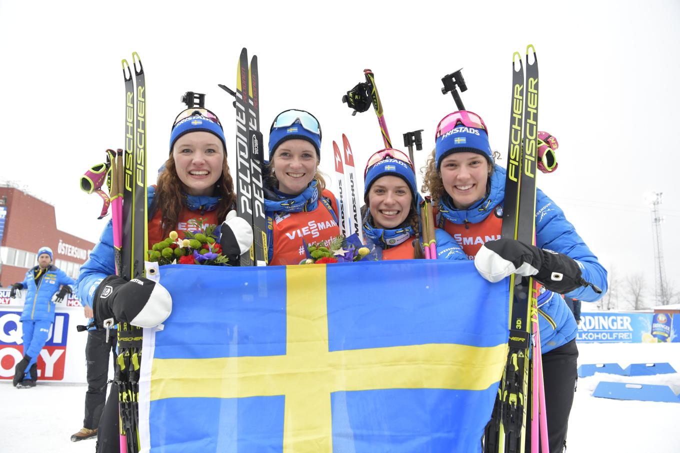 Sveriges damer tog silver senast Östersund arrangerade skidskytte-VM, 2019. Arkivbild. Foto: Jessica Gow/TT