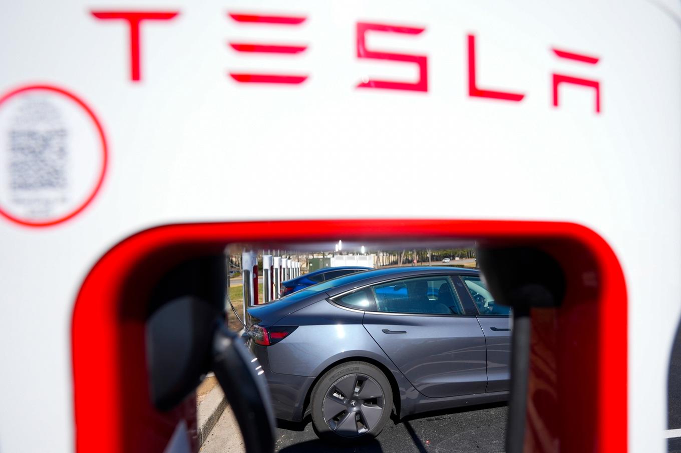 Teslaförsäljningen dök i Europa i januari. Arkivbild. Foto: Mike Stewart/AP/TT