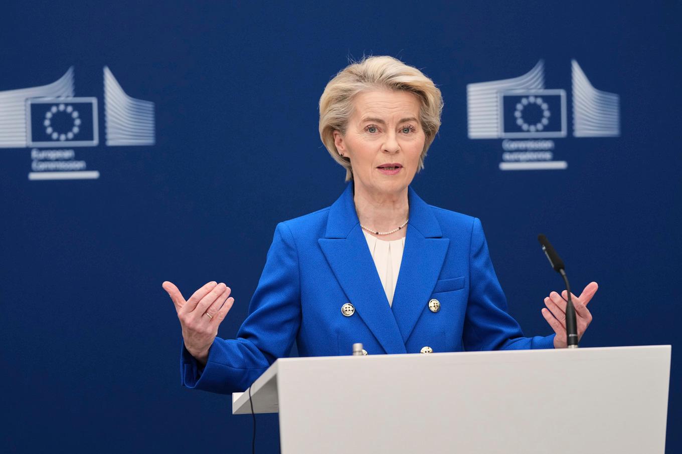 EU-kommissionens ordförande Ursula von der Leyen lägger fram sin plan för att upprusta EU. Foto: Virginia Mayo/AP/TT