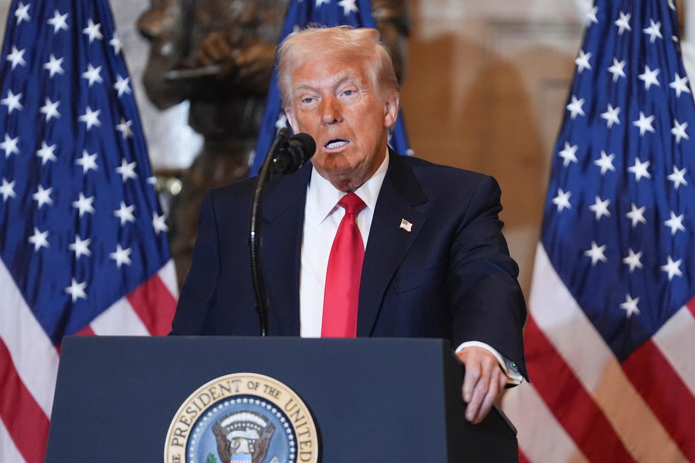 USA:s president Donald Trump, fotograferad i Washington DC i februari. Foto: Evan Vucci/AP/TT